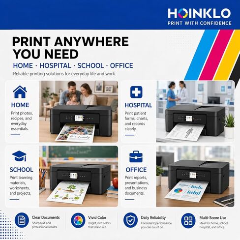 خراطيش حبر HOINKLO LC501XL لطابعة Brother متوافقة مع خراطيش حبر Brother LC501XL LC501 مع طابعة MFC-J1360DW MFC-J1260W MFC-J1410DW (أسود سماوي أرجواني أصفر، 4 عبوات) in Kuwait