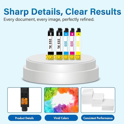 Remanufactured Replacement for 222XL XP5200 Ink Cartridges Combo Pack for Epson Printer Expression Home XP-5200 XP 5200 Workforce WF-2960 WF2960 Multipack (5 Pack-2BKCMY) in Saudi Arabia