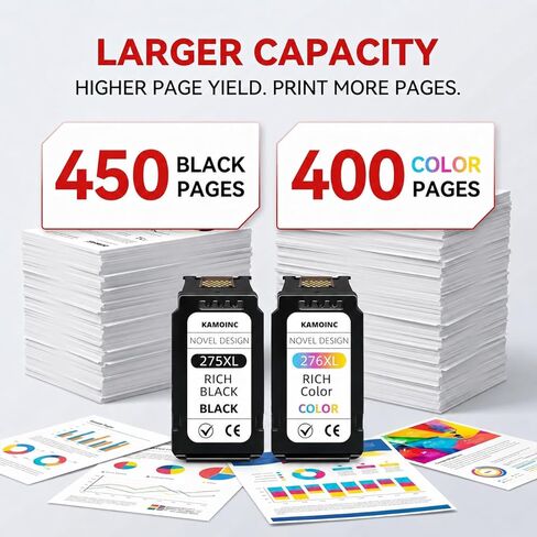 275XL 276XL Ink Cartridge Combo Pack Replacement for Canon 275xl and 276xl Ink cartridges for Pixma TR4720 TS3522 TS3520 TS3720 TS3722 TS3500 TR4722 TR4723 TR4700 High Yield (1Black/1Color) in Saudi Arabia
