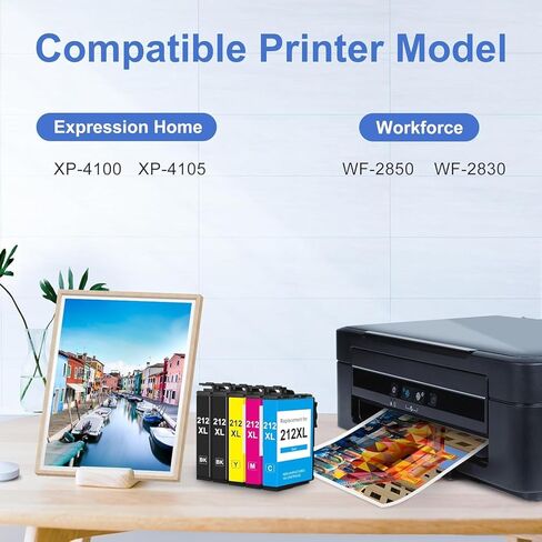 myCartridge SUPRINT Remanufactured Ink Cartridge Replacement for Epson 212 Ink Cartridges High Capacity for Epson 212XL Ink Cartridges Combo Pack for Workforce XP-4100 XP-4105 WF-2830 WF-2850 Printer in Saudi Arabia