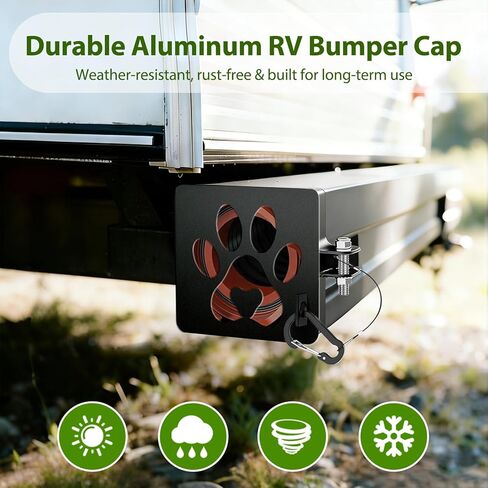 UBeesize RV غطاء نهاية الوفير 2 حزمة، قبعات نهاية الوفير اليسار واليمين لتخزين خرطوم المجاري RV، غطاء تنفيس الألومنيوم المقاوم للصدأ يناسب مصدات العربة المربعة القياسية مقاس 4 بوصات in Kuwait