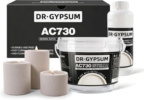 DR·GYPSUM Stone Kit,Eco-Resin Water-Based Casting Material for Concrete DIY Projects, Two-Part Powder Base and Liquid Set, 3kg(5.51Ib Base+1.1Ib Liquid)/Set(Beige) in Kuwait