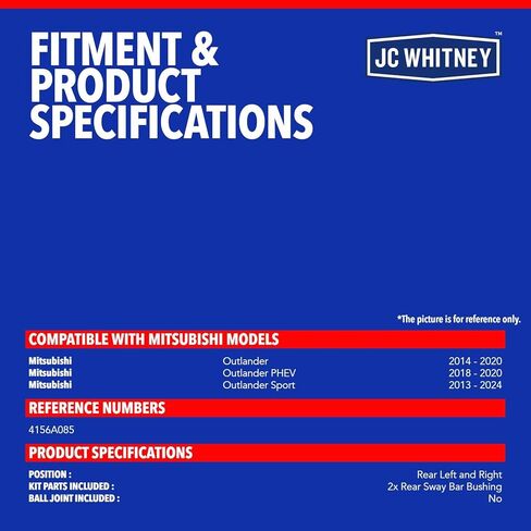 JC Whitney JFBAJCWCA00578 مجموعة من 2 جلبة قضيب Sway (خلفي يسار ويمين) - متوافقة مع Mitsubishi Outlander 2014-2020، Outlander Sport 2013-2024، Outlander PHEV 2018-2020 in Kuwait