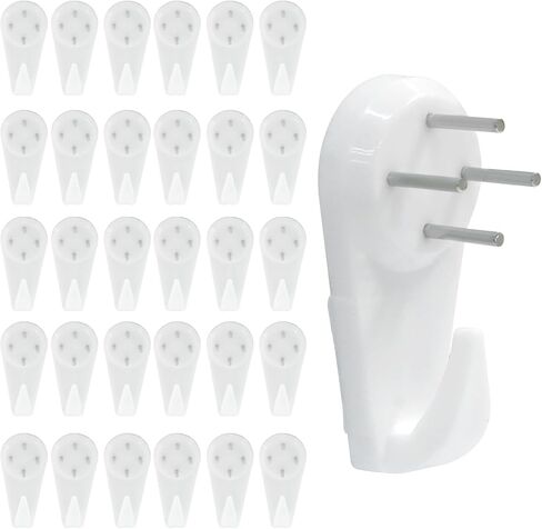 60 قطعة من أدوات تعليق الصور، خطافات غير قابلة للعلامات، خطاف تعليق على الجدار الصلب قابل للإزالة، شماعة بلاستيكية صلبة لتعليق الصورة، الصورة، الإطار، أبيض in Kuwait