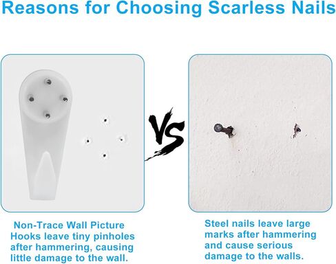 60 قطعة من أدوات تعليق الصور، خطافات غير قابلة للعلامات، خطاف تعليق على الجدار الصلب قابل للإزالة، شماعة بلاستيكية صلبة لتعليق الصورة، الصورة، الإطار، أبيض in Kuwait
