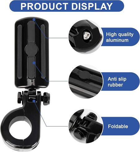 PSLER Motorcycle Highway Pegs-1.25" Motorcycle Highway Crash Bar Foot Pegs Universal for Bike With 1-1/4" Engine Guard Black3 in Kuwait