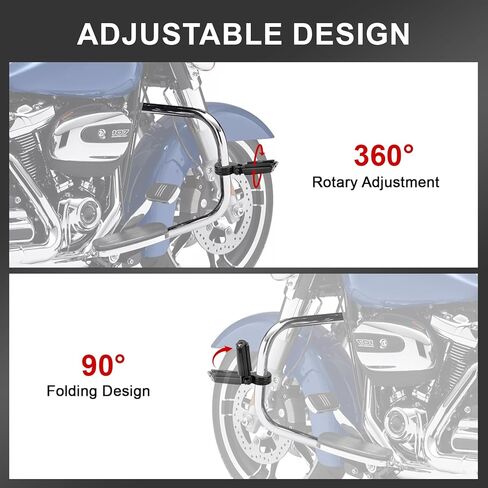 PSLER Motorcycle Highway Pegs-1.25" Motorcycle Highway Crash Bar Foot Pegs Universal for Bike With 1-1/4" Engine Guard Black3 in Kuwait