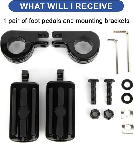 PSLER Motorcycle Highway Pegs-1.25" Motorcycle Highway Crash Bar Foot Pegs Universal for Bike With 1-1/4" Engine Guard Black3 in Kuwait