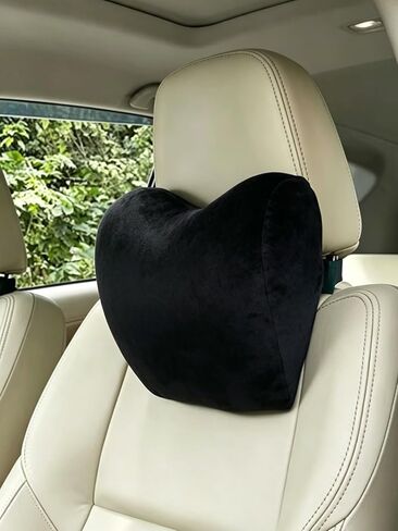 وسادة مسند رأس السيارة اللطيفة على شكل قلب، وسادة سيارة لمقعد القيادة، وسادة مسند رأس ملائمة عالميًا لتخفيف التعب، تصميم مريح - وسادة رقبة ناعمة للسفر (أبيض فاتح) in Kuwait