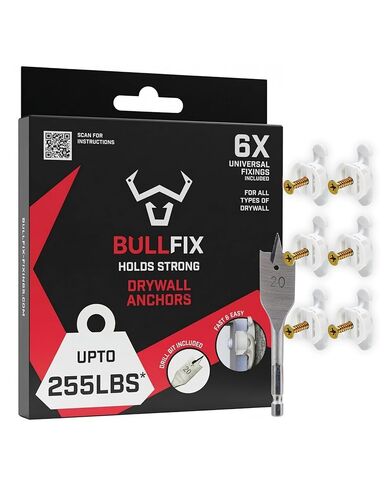Bullfix Universal Drywall Anchors, Holds up to 255lbs, Hollow Wall Anchors for Drywall Heavy Duty Set, Stronger Than Toggle Bolts and Butterfly Screw, Dry Wall Anchors and Screws Kit - Starter Pack in Saudi Arabia