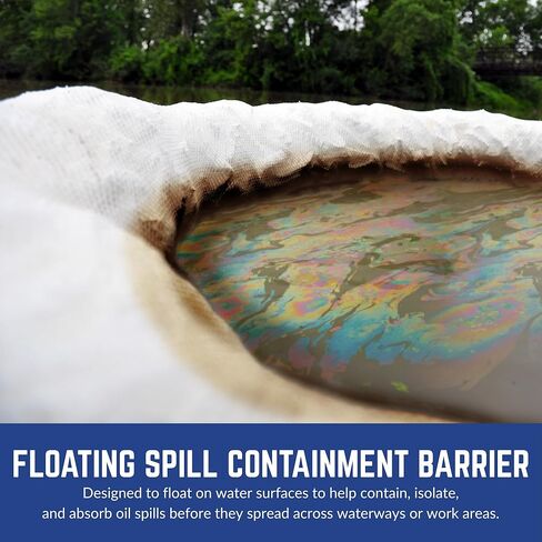 ESP 4WBOOM510 Poly-Cellulose Oil Only Super Absorbent Boom, 26 Gallon Absorbency, 5" Diameter x 10' Length, White (Case of 4) in Kuwait