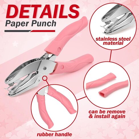 Star-Shape Handheld Hole Paper Punch, Pletpet Heart Hole Punch + Star Hole Punch 1/4 Inch Metal Single Hole Paper Punch, with Soft-Handled for Tags Clothing Ticket in Saudi Arabia