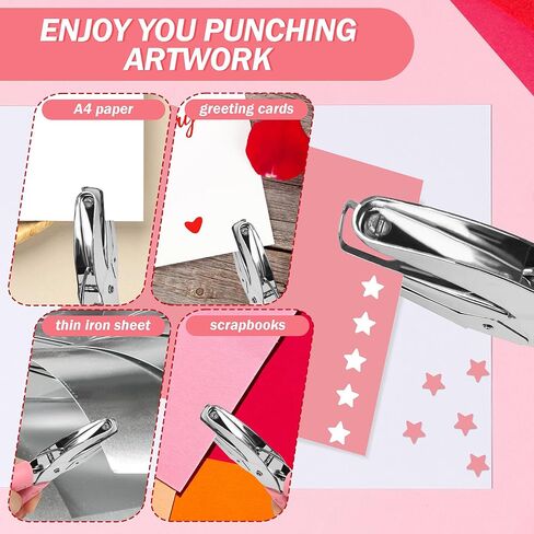 Star-Shape Handheld Hole Paper Punch, Pletpet Heart Hole Punch + Star Hole Punch 1/4 Inch Metal Single Hole Paper Punch, with Soft-Handled for Tags Clothing Ticket in Saudi Arabia