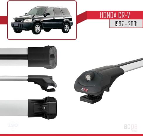 Compatible with Honda CR-V 1997-2001 ACE-1 Car Roof Rack Cross Bar Grey Aluminium 2 Bars in Saudi Arabia