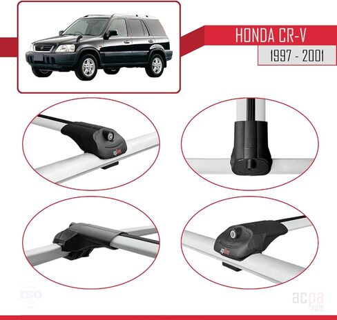 Compatible with Honda CR-V 1997-2001 ACE-1 Car Roof Rack Cross Bar Grey Aluminium 2 Bars in Saudi Arabia