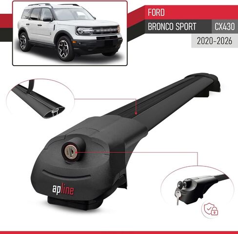 Compatible with Ford Bronco Sport (CX430) 2021-2026 ACE-1 Car Roof Rack Cross Bar Black Aluminium 2 Bars in Saudi Arabia
