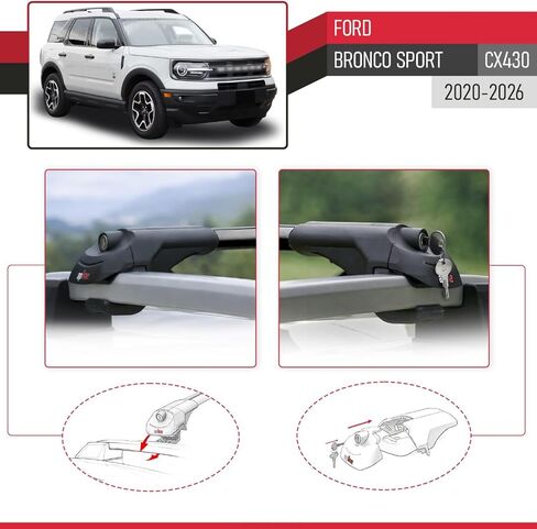Compatible with Ford Bronco Sport (CX430) 2021-2026 ACE-1 Car Roof Rack Cross Bar Black Aluminium 2 Bars in Saudi Arabia