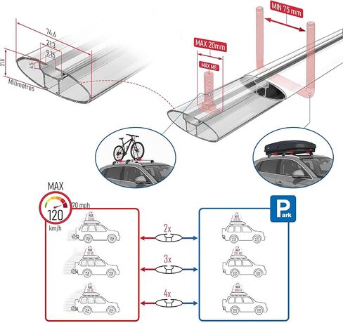 Compatible with Ford Bronco Sport (CX430) 2021-2026 ACE-1 Car Roof Rack Cross Bar Black Aluminium 2 Bars in Saudi Arabia