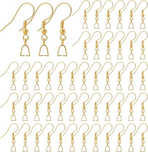 100Pcs Earring Hooks Earrings Making Kit Stainless Steel Ear Wires Fish Hooks Pendant Clasp Silicone Ear Backs Vintage Jewelry Findings Parts for Women Earring DIY Craft Jewelry Making Supplies in Kuwait