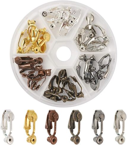 KISSITTY 36pcs/box 6 Colors Brass Stud to Clip on Earring Converter 19x6mm for Non-Pierced Ears in Kuwait