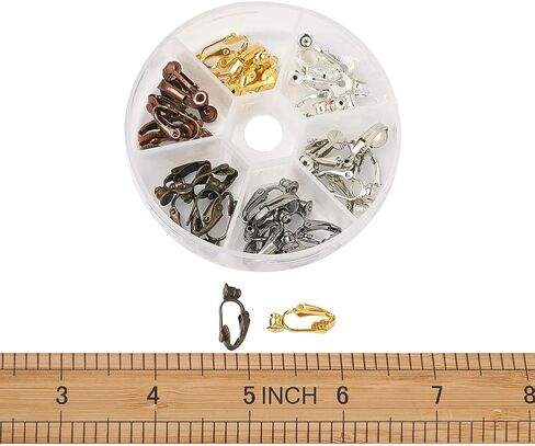 KISSITTY 36pcs/box 6 Colors Brass Stud to Clip on Earring Converter 19x6mm for Non-Pierced Ears in Kuwait