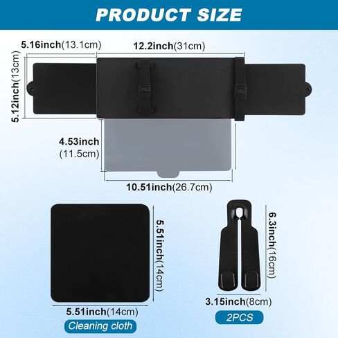 Car Visor Extender Sun Blocker, Sunvisor Extension with PC Lens and 2 Side Sunshade, Anti-Glare Sun Visor Extension for Safe Driving in Saudi Arabia