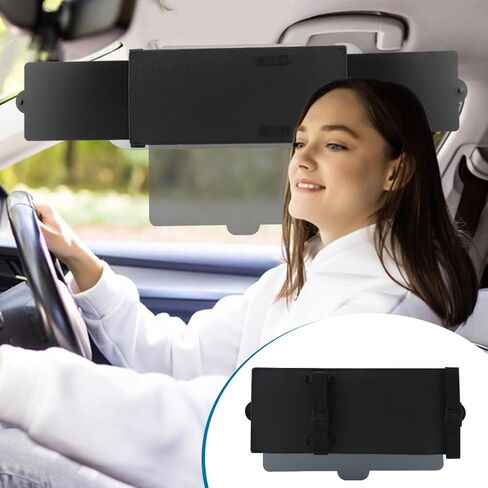 Car Visor Extender Sun Blocker, Sunvisor Extension with PC Lens and 2 Side Sunshade, Anti-Glare Sun Visor Extension for Safe Driving in Saudi Arabia