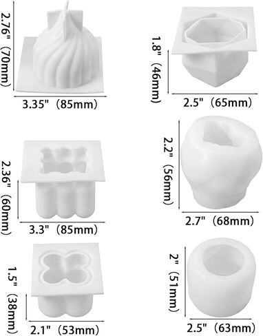 6Pcs Silicone Candle Molds Set for Candle Making, Moldes para Velas 3D Yarn Ball Bubble Rose Cake Baking Dessert Soy Wax Soap DIY Scented Candles Craft in Saudi Arabia