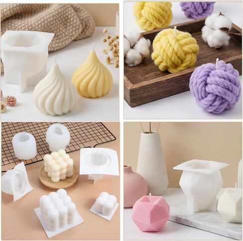 6Pcs Silicone Candle Molds Set for Candle Making, Moldes para Velas 3D Yarn Ball Bubble Rose Cake Baking Dessert Soy Wax Soap DIY Scented Candles Craft in Saudi Arabia