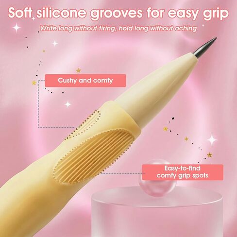 Mechanical Pencils Thick Pencils with Comfort Ergonomic Grip, Aesthetic Supplies with 6 Leads Refills, 2 Pcs Erasers and 6 Pcs Colorful 2.0MM Pencil for Writing & Drawing in Kuwait