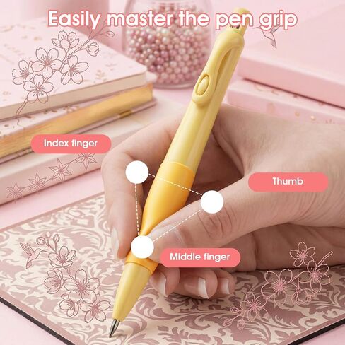 Mechanical Pencils Thick Pencils with Comfort Ergonomic Grip, Aesthetic Supplies with 6 Leads Refills, 2 Pcs Erasers and 6 Pcs Colorful 2.0MM Pencil for Writing & Drawing in Kuwait