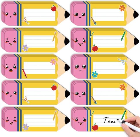 144 Pcs Back to School Composition Notebook Name Tags Stickers Labels 3.5 x 2.5 Inch Name Stickers Tag Desk 6 Styles Self Adhesive Name Labels Sticker Decor Desk Nameplates for Classroom School Office in Saudi Arabia