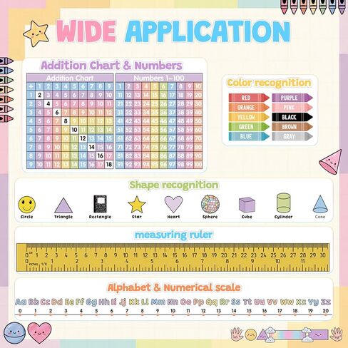 Gueevin 60 Pcs Composition Notebook Desk Name Tags for Classroom Student Nametags with Alphabet, Number Line, Addition & 100 Chart, Ruler Desk Tag 1st 2nd 3rd Grade Kindergarten Preschool Must Haves in Kuwait