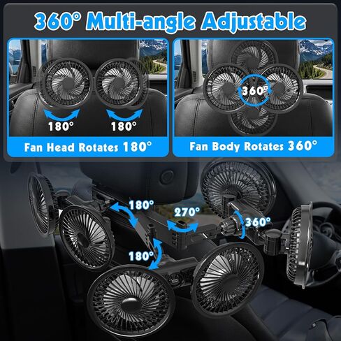 Rechargeable Car Backseat Fan for Backseat Kids, Backseat Car Fan for Kids Rear Facing Back Seat (Battery Operated) in Saudi Arabia
