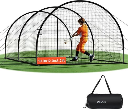 VEVOR Baseball Batting Netting, Professional Softball Baseball Batting Hitting Training Net, Practice Portable Pitching Cage Net with Door & Carry Bag, Heavy Duty Enclosed PE Netting, 70FT (NET ONLY) in Saudi Arabia