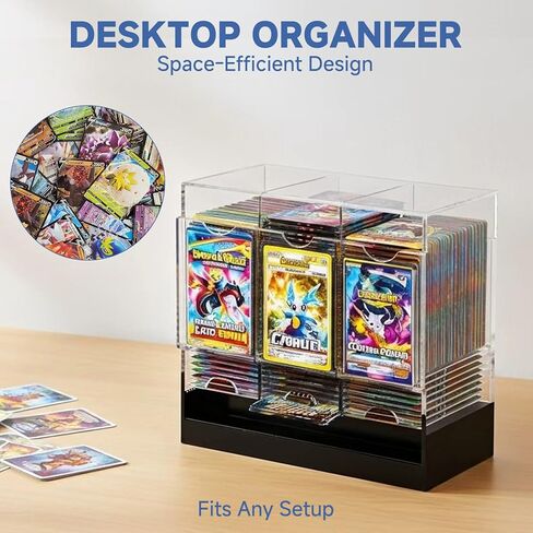 Booster Pack Dispenser with Three Slots and Black Base Holds 120+ Booster Packs for TCG and Sports Cards Stackable 4mm Acrylic Transparent Display Organizer for PKMN MTG YGO Lorcana in Saudi Arabia