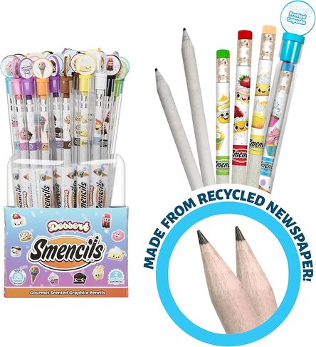 أسطوانة حلوى Smencils - أقلام رصاص معطرة HB #2، عدد 50، أقلام رصاص معاد تدويرها، لوازم مدرسية للأطفال، هدايا للأطفال، هدايا الحفلات، مكافآت الفصل الدراسي in Kuwait