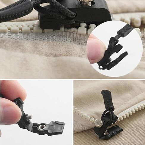 Universal Zipper Repairer,9pcs，Black Fix Zip Puller,Mini Adjustable Restorer,Zip Slider Repair Instant Kit,Zipper Repair Replacement Head for Coats, Jacket, Luggage in Kuwait