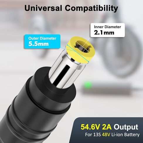 PUKOKAL 54.6V 2A Ebike Charger for 48V Lithium Batteries Electric Scooter Battery Charger with DC 5.5x2.1mm Plug Fast Charging Power Adapter for 48V Electric Bicycle in Saudi Arabia