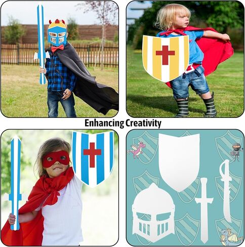 40 Pcs DIY Knight Play Set Includes Blank Cardboard Shields Shield Masks Swords Knife Color Your Own Knight Mask with Handles for School Knight Crafts Play Castle Activities Dramatic Party Decorate in Saudi Arabia