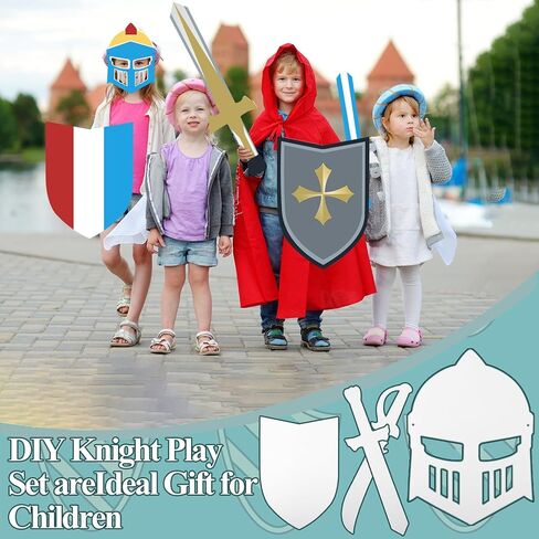 40 Pcs DIY Knight Play Set Includes Blank Cardboard Shields Shield Masks Swords Knife Color Your Own Knight Mask with Handles for School Knight Crafts Play Castle Activities Dramatic Party Decorate in Saudi Arabia