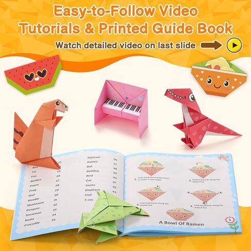 Sawnfay Origami Kit for Kids Ages 5-8 8-12, 100 Origami Papers with 45 Patterns, Crafts for Kids with Guiding Book, DIY Art Craft Kits Gift in Saudi Arabia