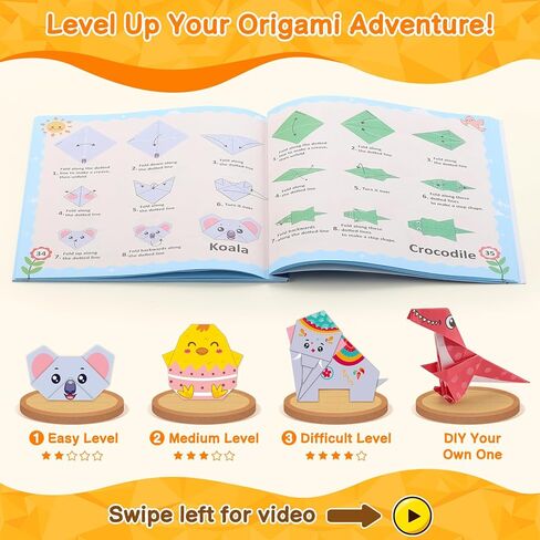 Sawnfay Origami Kit for Kids Ages 5-8 8-12, 100 Origami Papers with 45 Patterns, Crafts for Kids with Guiding Book, DIY Art Craft Kits Gift in Saudi Arabia