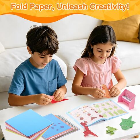 Sawnfay Origami Kit for Kids Ages 5-8 8-12, 100 Origami Papers with 45 Patterns, Crafts for Kids with Guiding Book, DIY Art Craft Kits Gift in Saudi Arabia