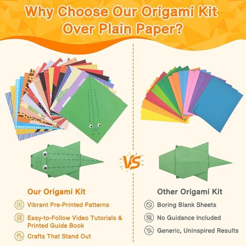 Sawnfay Origami Kit for Kids Ages 5-8 8-12, 100 Origami Papers with 45 Patterns, Crafts for Kids with Guiding Book, DIY Art Craft Kits Gift in Saudi Arabia