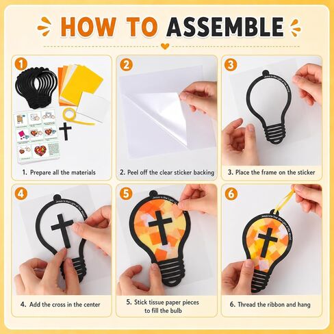 24 مجموعة VBS 2026 مصباح إضاءة مدرسة الأحد من Suncatchers Crafts للأطفال DIY الدينية يسوع ضوء نافذة المناديل الورقية مجموعة الحرف اليدوية المعلقة ديكور السائبة للمدرسة الفصول الدراسية النشاط الفني مشروع لصالح هدية in Kuwait