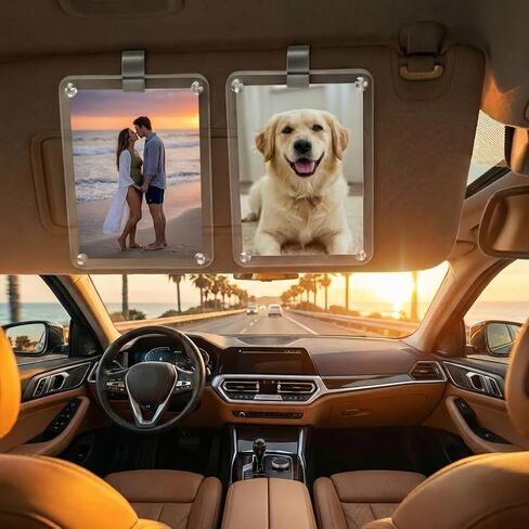 Car Picture Holder & Car Visor Photo Clip [Upgraded 3mm-Thick] – Clear Car Photo Holder for Sun Visor – Universal Car Picture Frame Mount for Polaroid (2, for Polaroid 3.54×2.4in) in Saudi Arabia