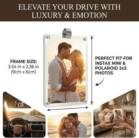 Car Picture Holder & Car Visor Photo Clip [Upgraded 3mm-Thick] – Clear Car Photo Holder for Sun Visor – Universal Car Picture Frame Mount for Polaroid (2, for Polaroid 3.54×2.4in) in Saudi Arabia