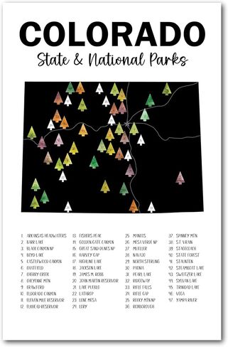 Destinations Trekked Indiana State Parks Sticker Map, Adventure Tracker Poster, Travel Bucket List, Colorful Watercolor Tree Stickers, 11x17 Print (Indiana) in Saudi Arabia