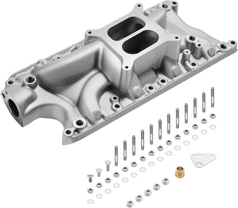 4001 PC4001 Intake Manifold Aluminum Dual Plane Upgraded SBF Compatible with Ford Small Block 1962-2001 Windsor 260 289 302 4.3L 4.7L 5.0L V8 Engines, Silver in Saudi Arabia